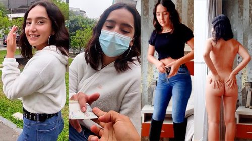 Pillada en la calle a linda chica, acepta ser fotografiada y luego es follada por dinero